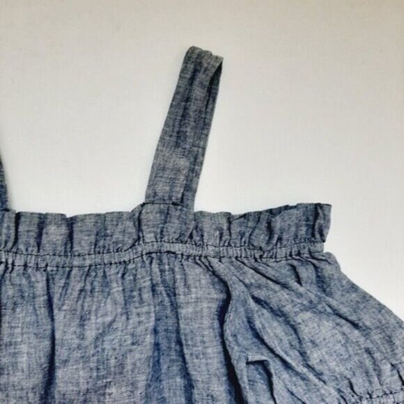 JOE FRESH Off Shoulder Short Sleeve Chambray Blue Top Sz S - Picture 6 of 13